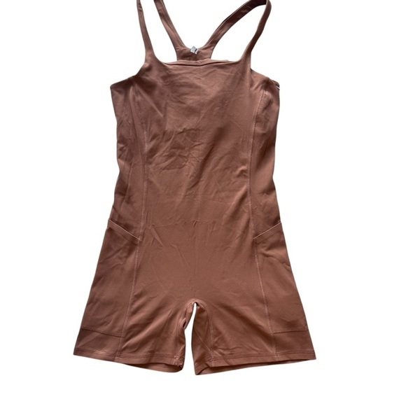 Free People Women's Never Better Runsie Shorty Racerback brown Size Small NWOT - Picture 4 of 8